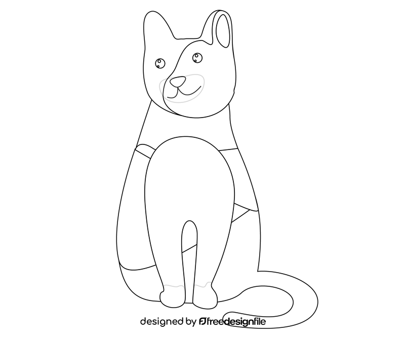 Cat illustration black and white clipart