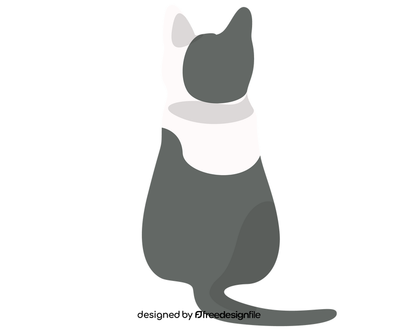 Back view sitting cat clipart