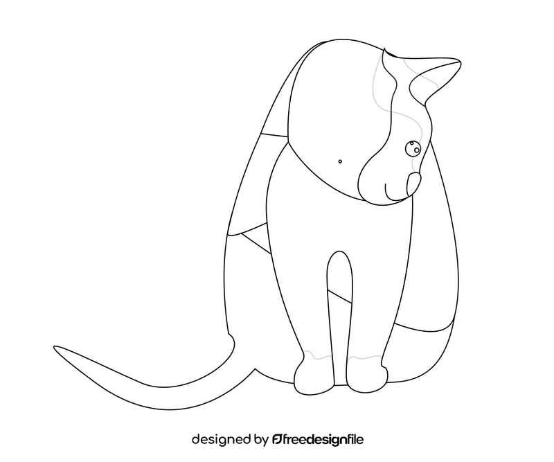 Cat drawing black and white clipart