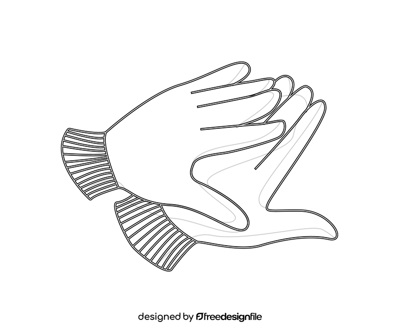 Gloves illustration black and white clipart