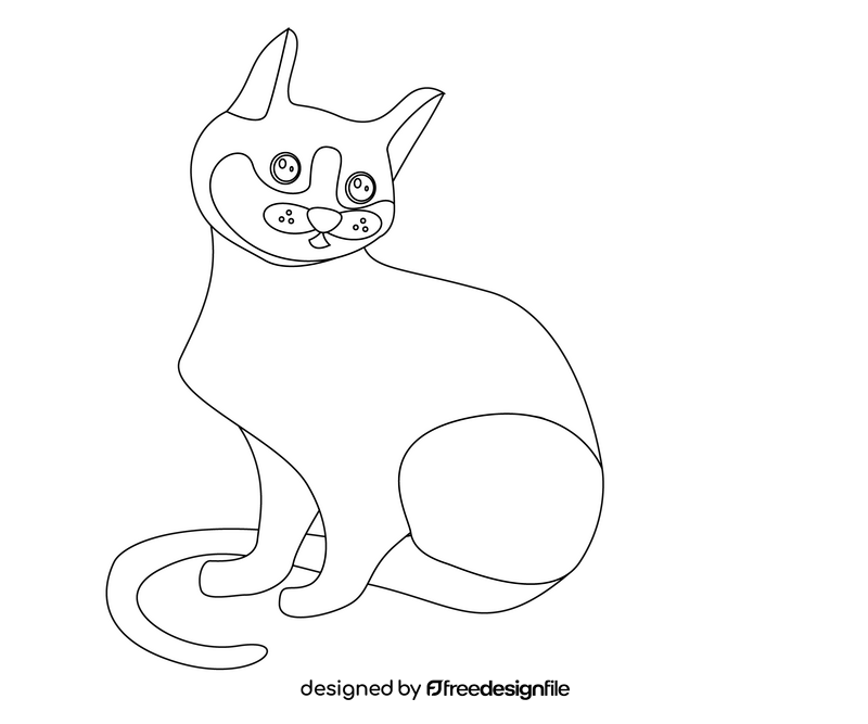 Cat black and white clipart