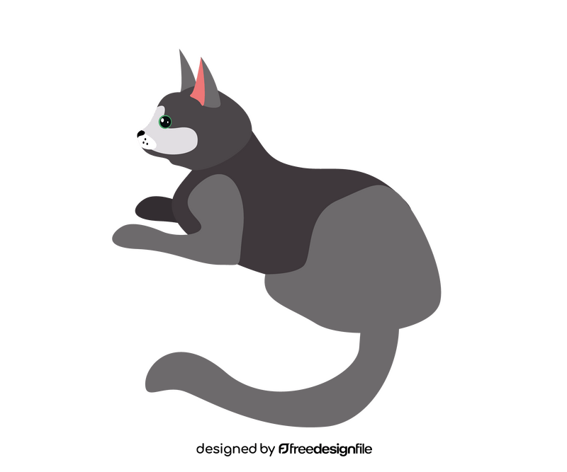 Sitting dark gray cat clipart