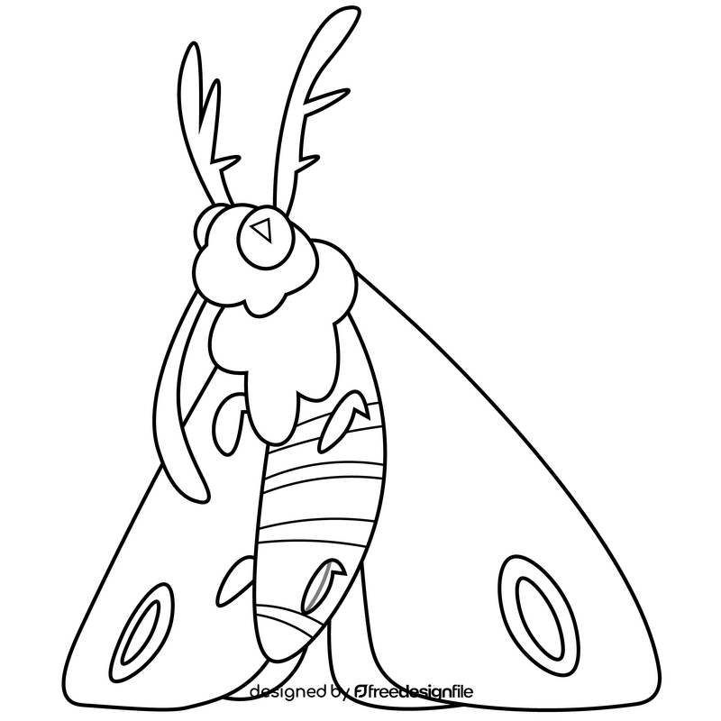 Cute moth black and white clipart