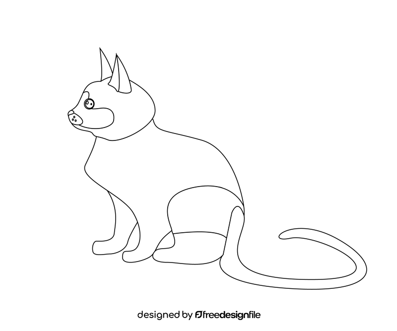 Back of cat black and white clipart