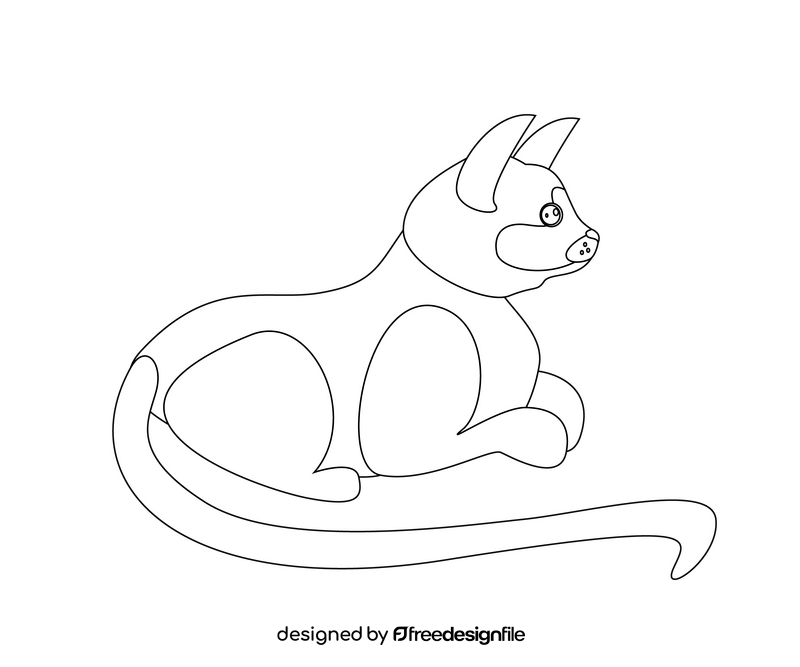 Cat drawing black and white clipart