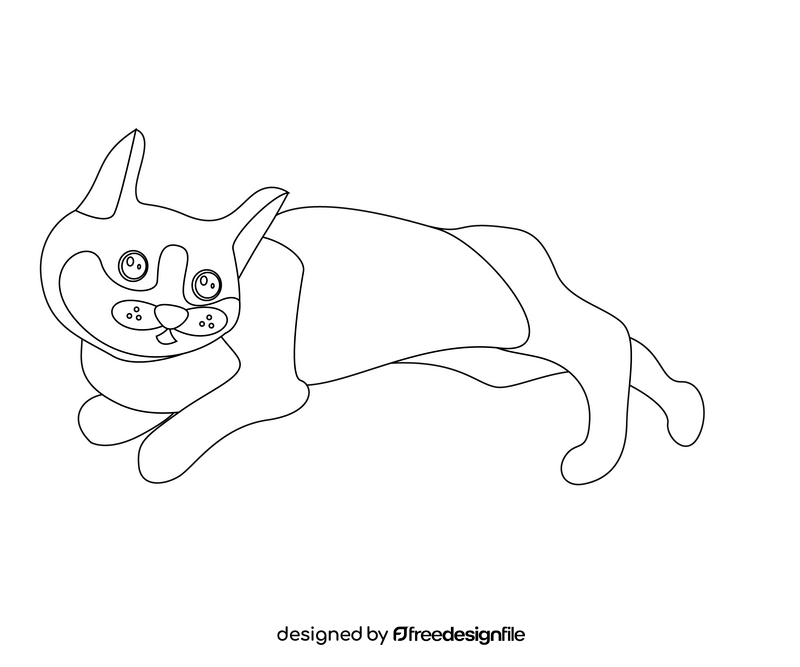 Lying cat black and white clipart