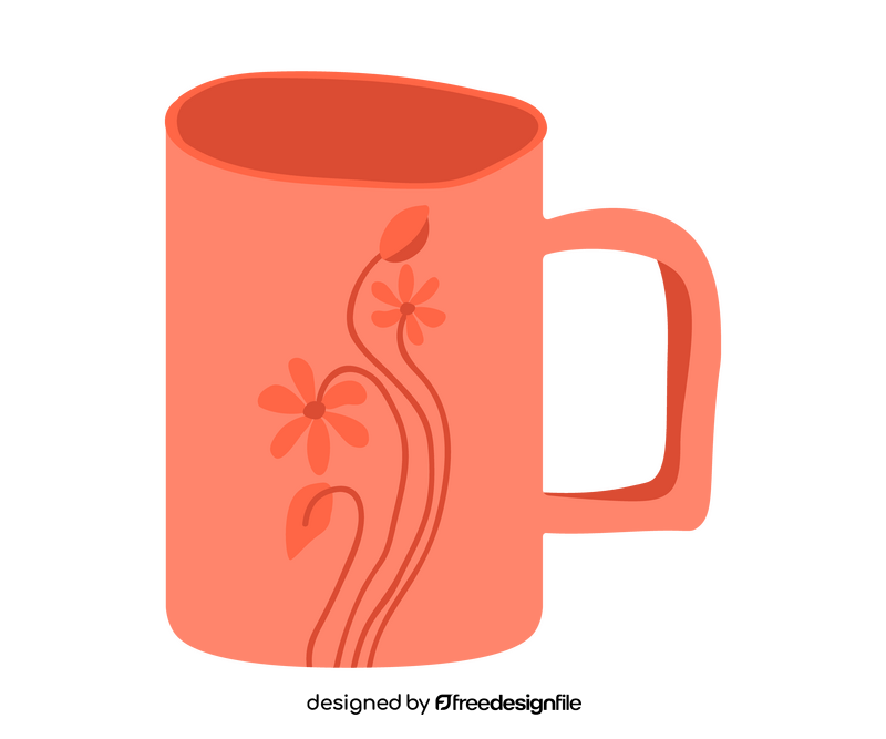 Flowers drawing on orange cup clipart