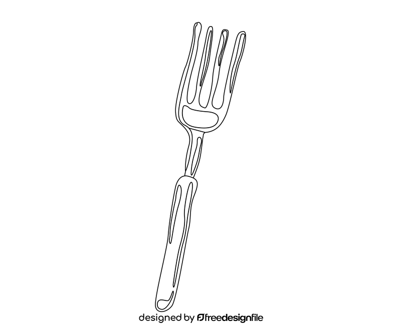Cartoon fork black and white clipart