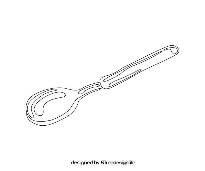 Cartoon spoon black and white clipart