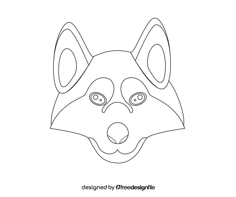 Cartoon dog face black and white clipart