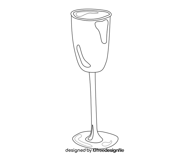 Wine glass cartoon black and white clipart
