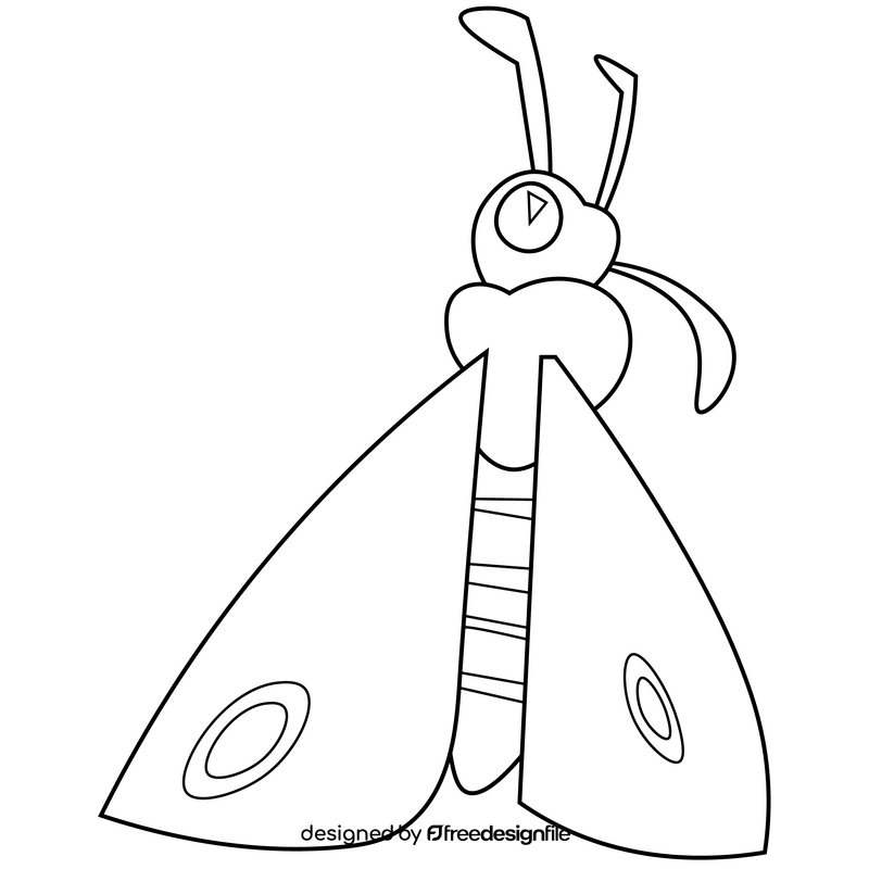 Moth wings cartoon black and white clipart