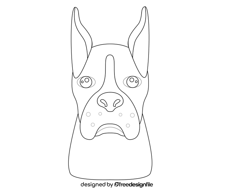 Dog face black and white clipart