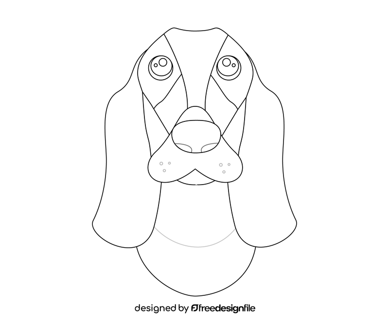 Face of dog black and white clipart