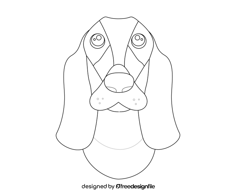 Face of dog black and white clipart