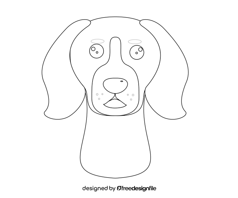 Dog face cartoon black and white clipart