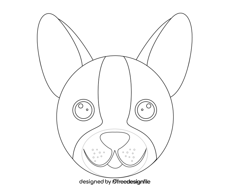 Cute dog face illustration black and white clipart