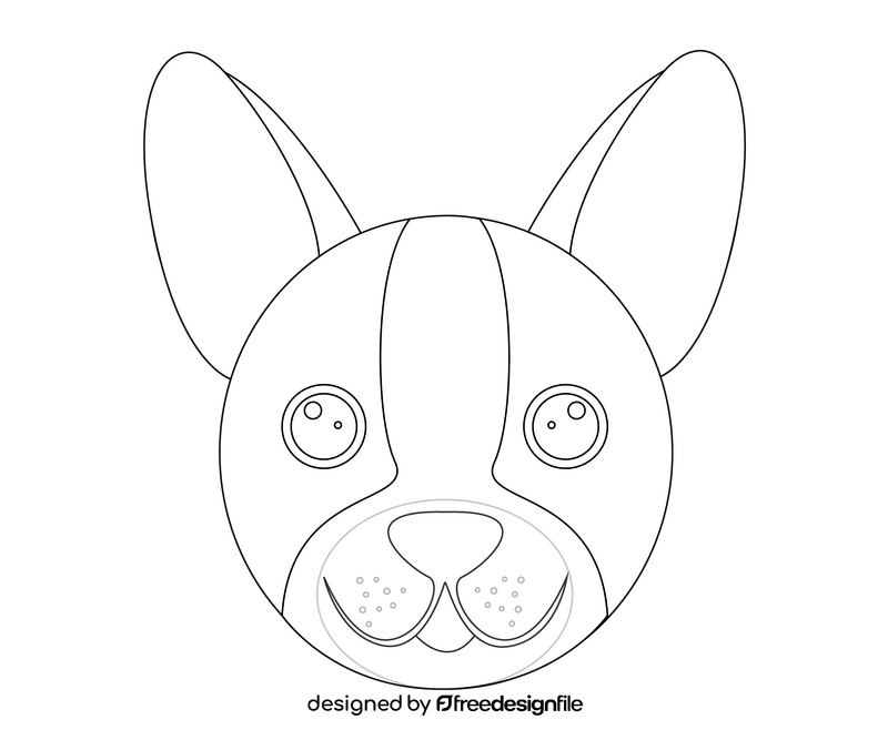 Cute dog face illustration black and white clipart