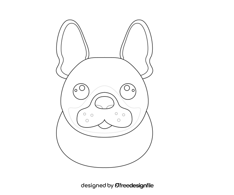 Cute dog face black and white clipart