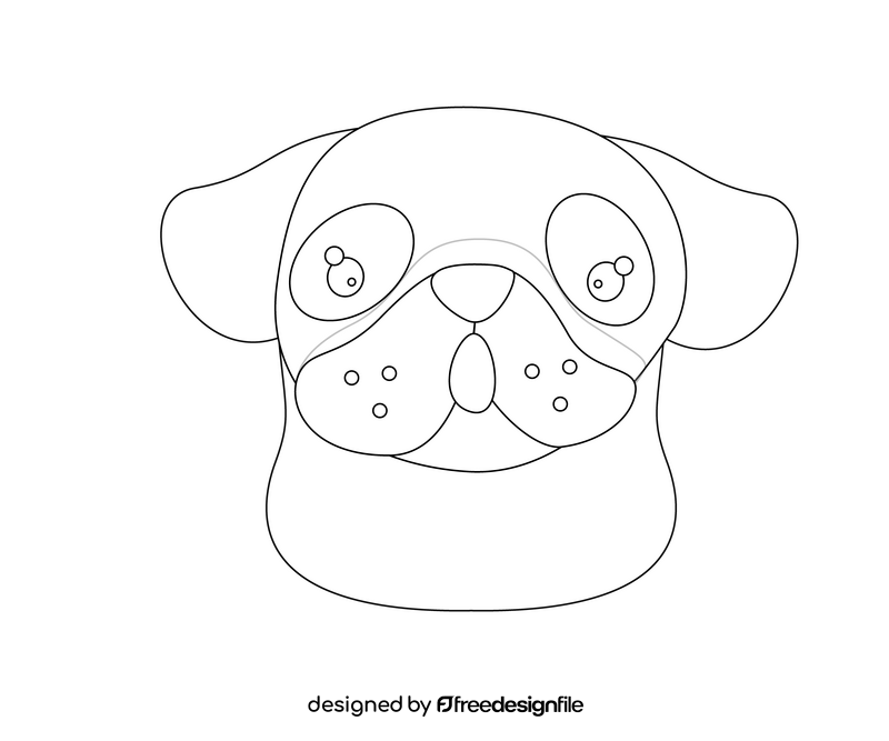 Cute puppy face black and white clipart