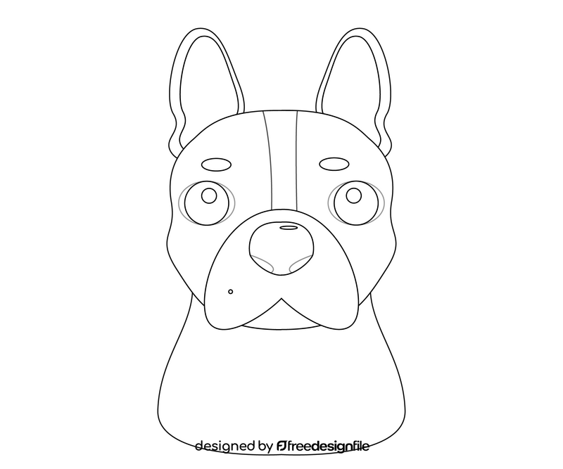 Puppy face cartoon black and white clipart