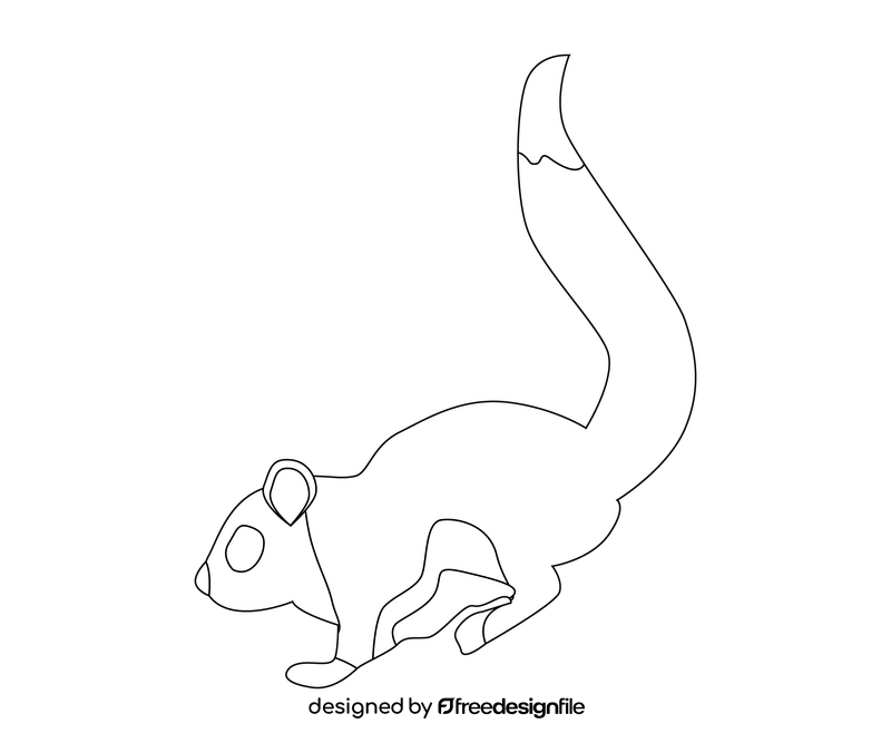 Flying squirrel cartoon black and white clipart