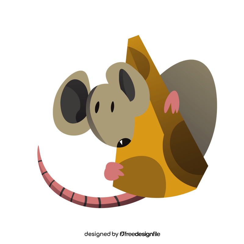 Mouse with cheese cartoon clipart