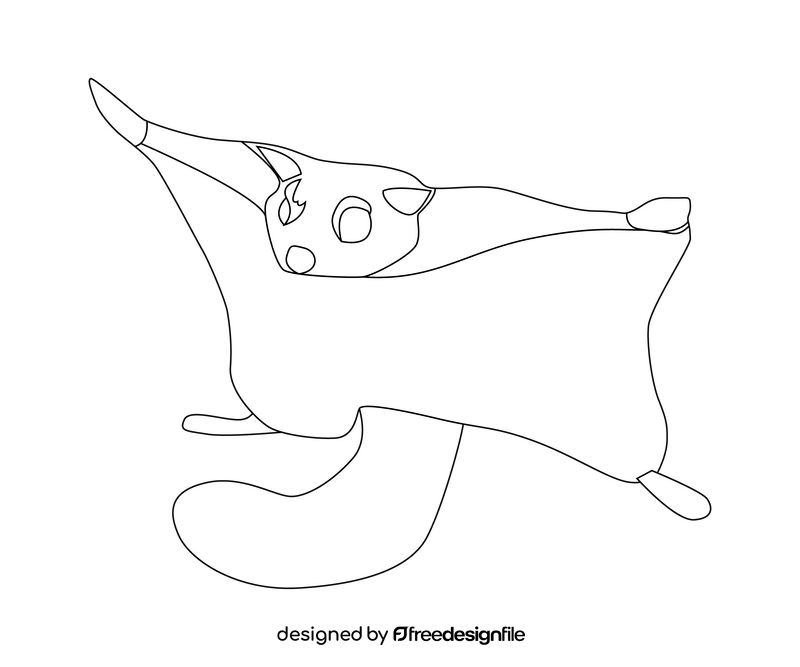 Flying squirrel black and white clipart