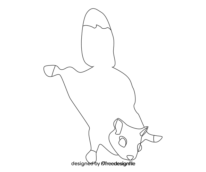 Free flying squirrel black and white clipart