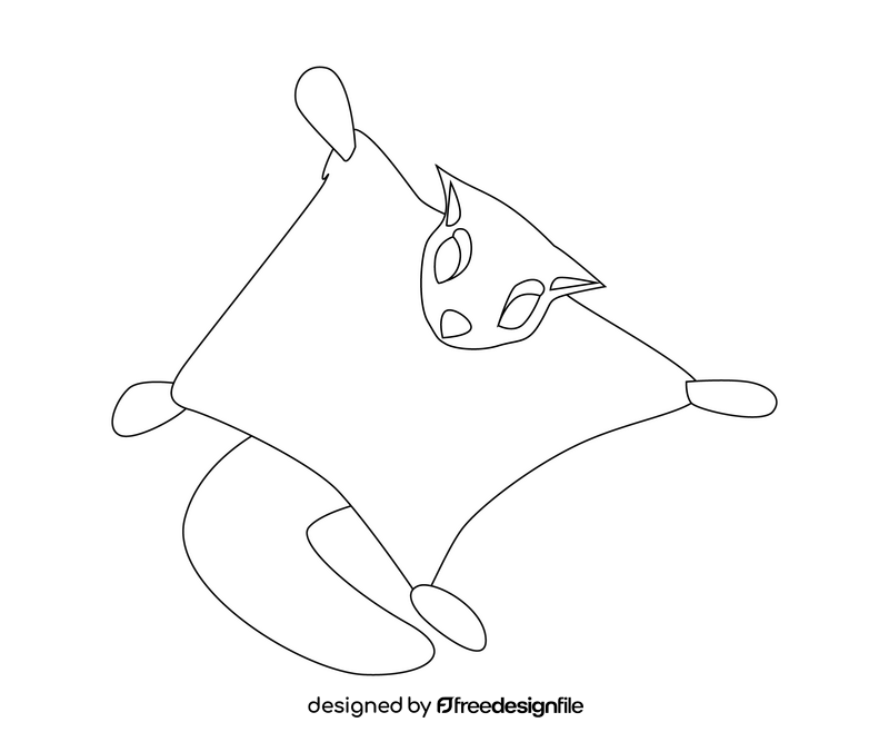 Flying squirrel illustration black and white clipart