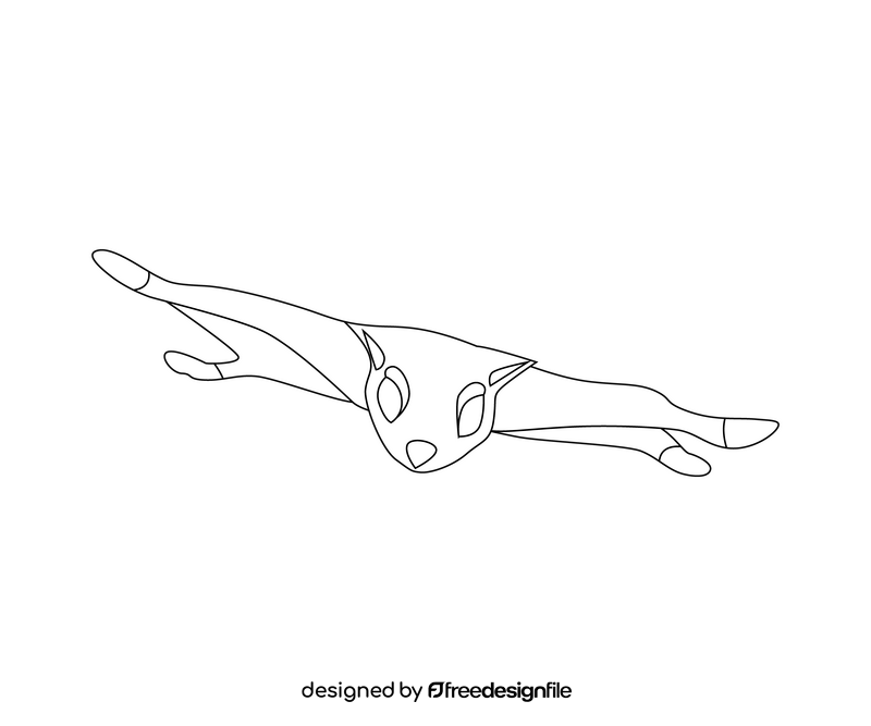 Cute flying squirrel black and white clipart