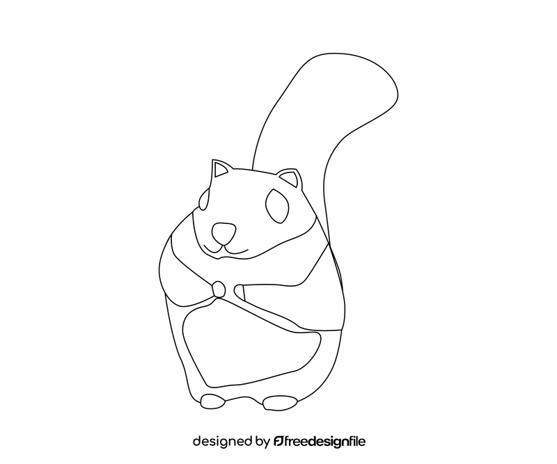 Cute flying squirrel black and white clipart