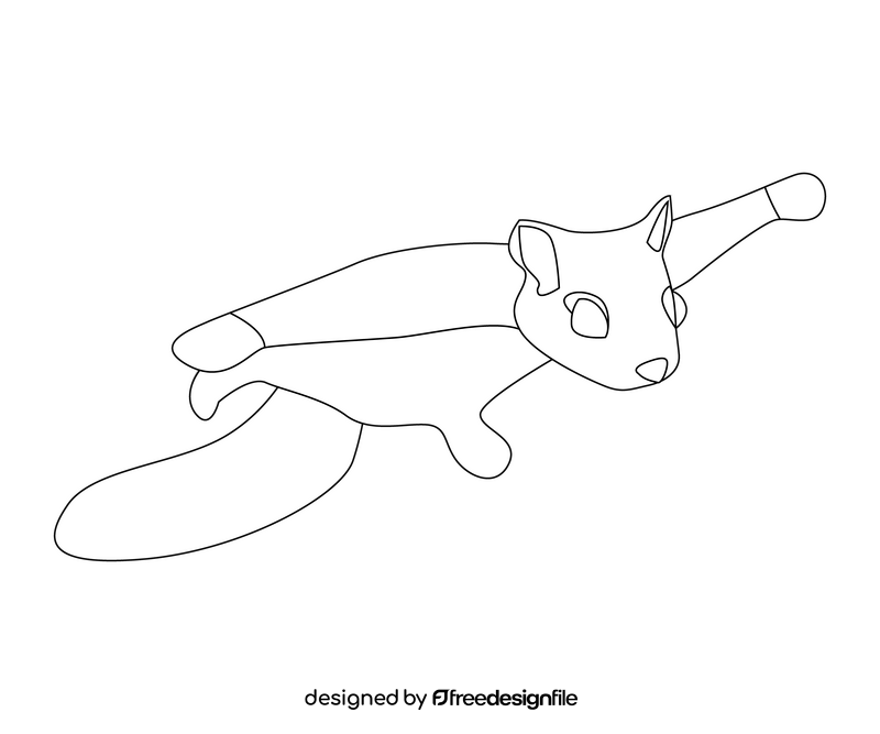 Flying squirrel drawing black and white clipart