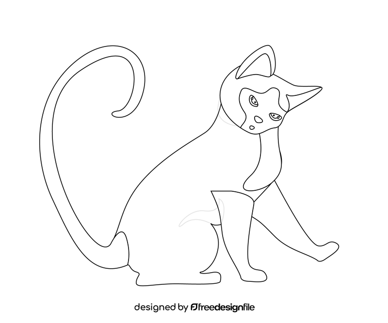 Cat black and white clipart