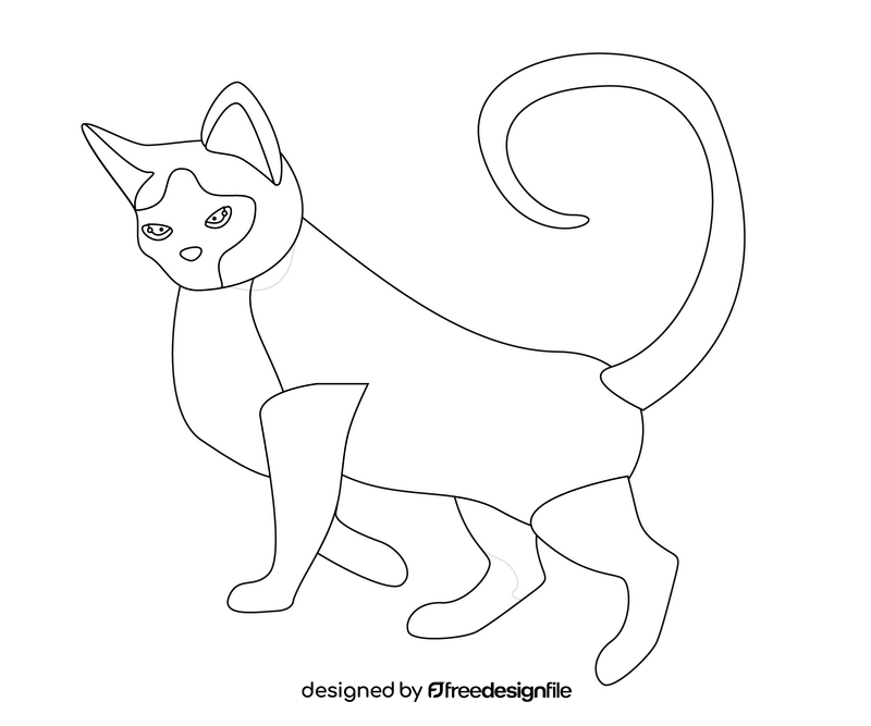 Cat cartoon black and white clipart