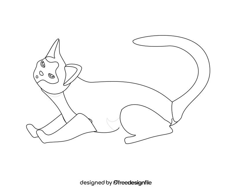 Cute cat black and white clipart
