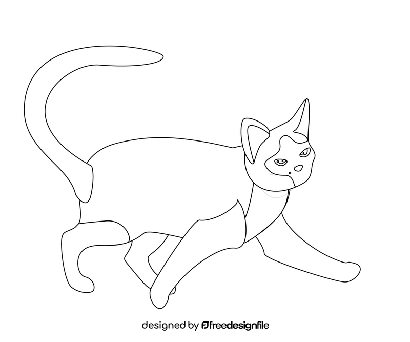 Cat cartoon black and white clipart