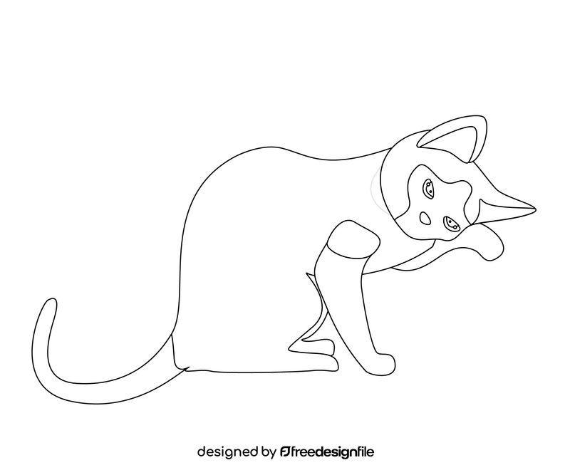 Cat drawing black and white clipart