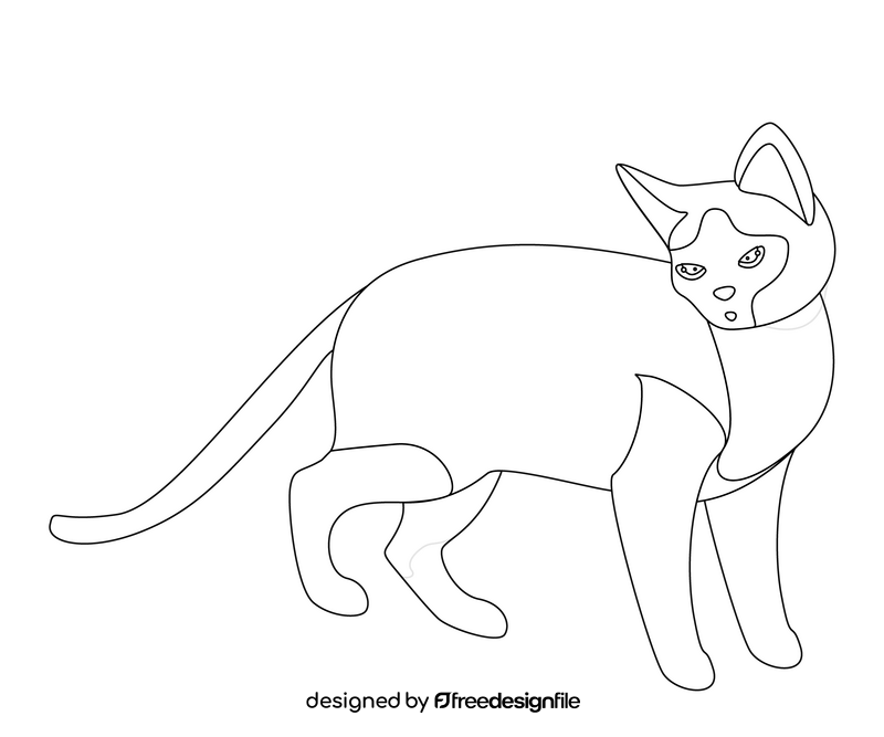 Cartoon cat black and white clipart