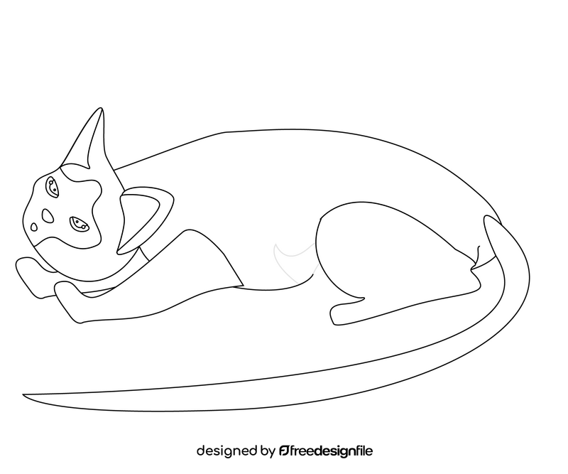 Cat drawing black and white clipart