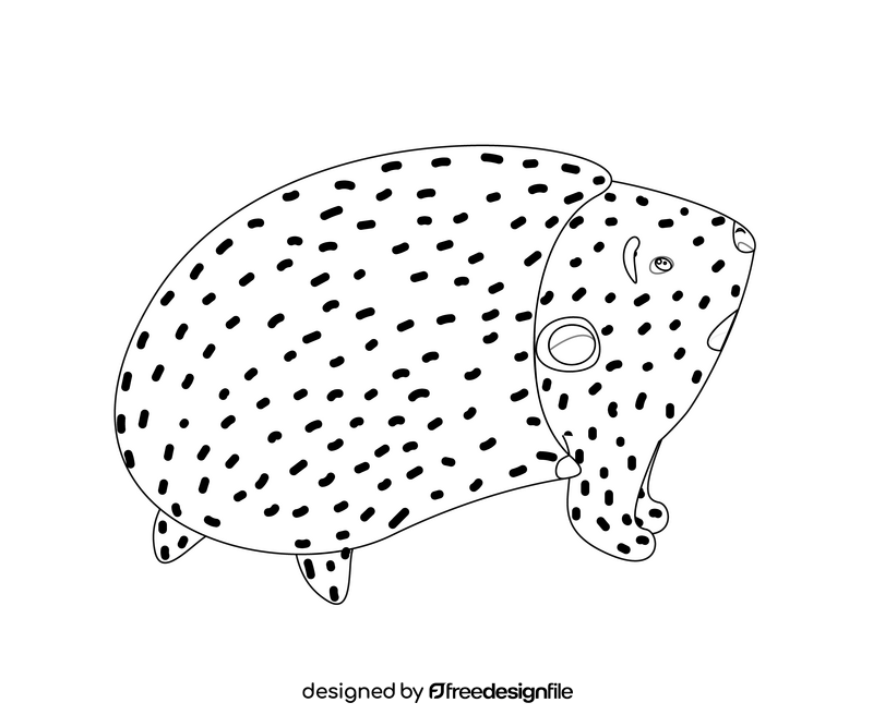 Hedgehog drawing black and white clipart