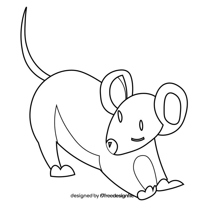 Cute mouse playful drawing black and white clipart