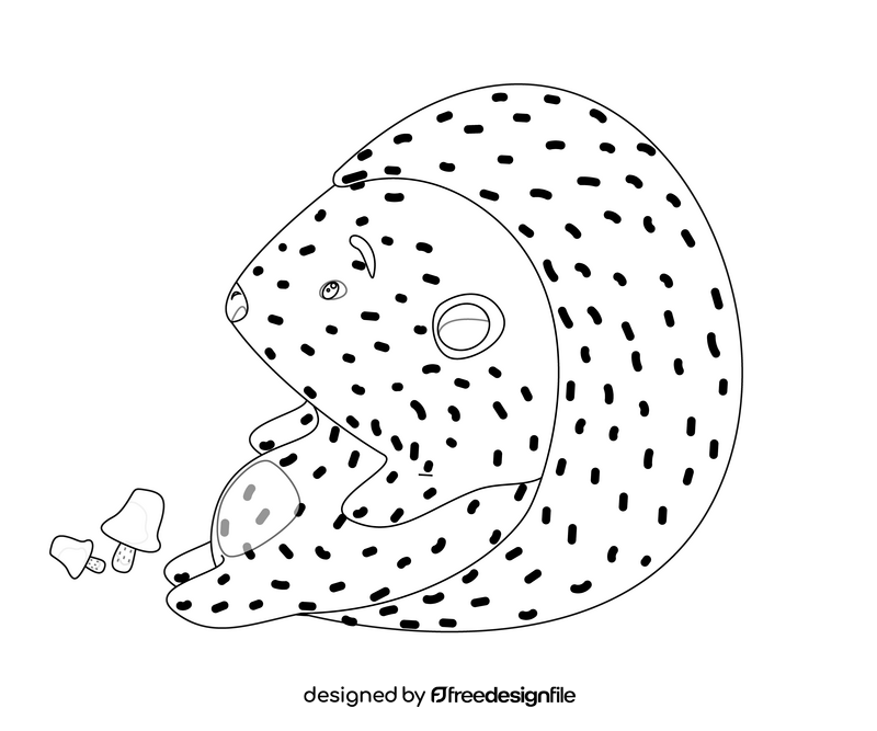 Cute hedgehog black and white clipart