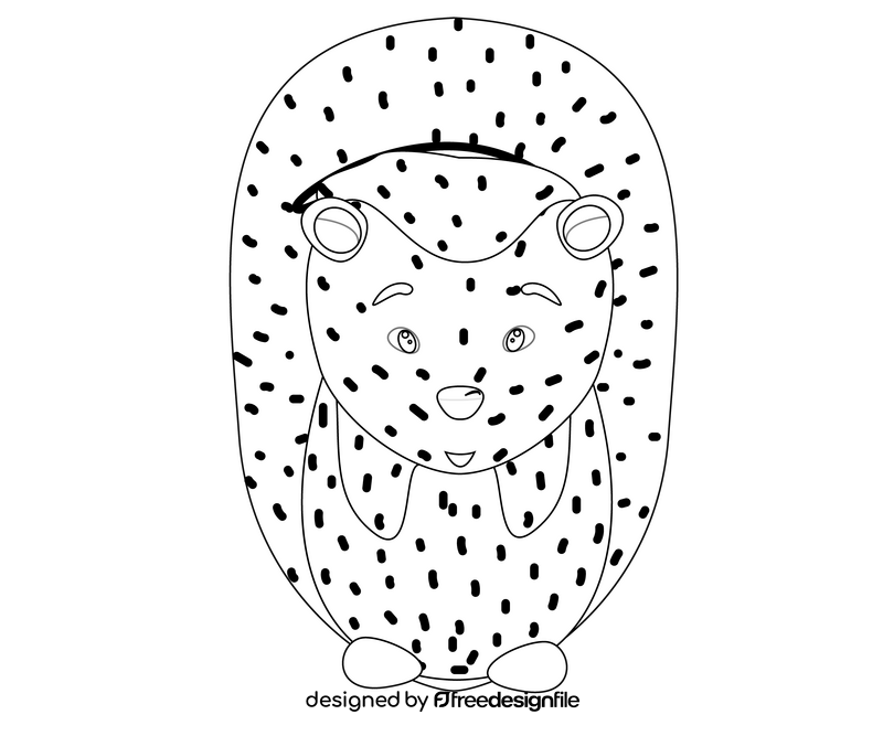 Cartoon hedgehog black and white clipart