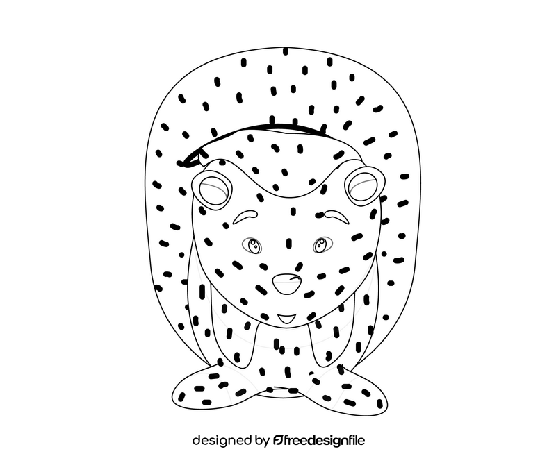 Hedgehog black and white clipart