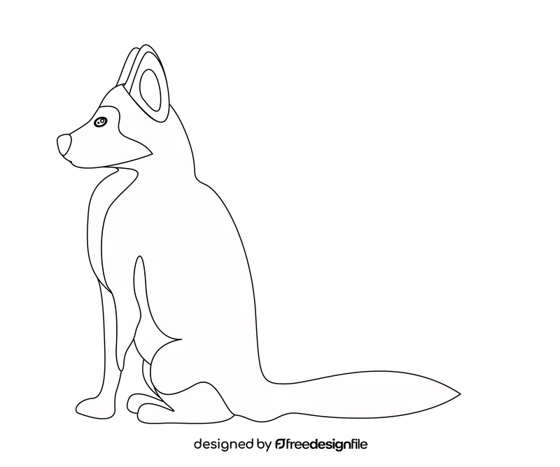 Sitting husky puppy black and white clipart