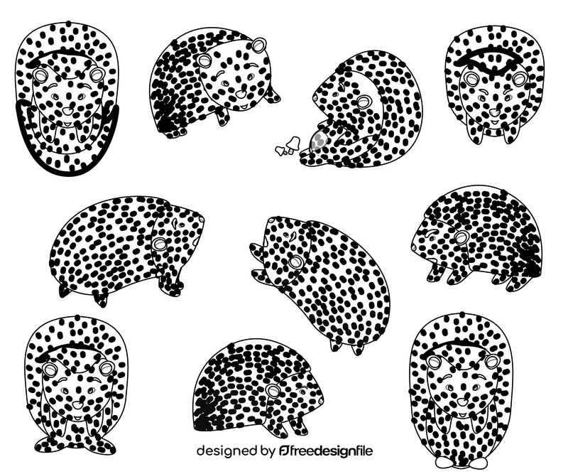 Hedgehogs black and white vector