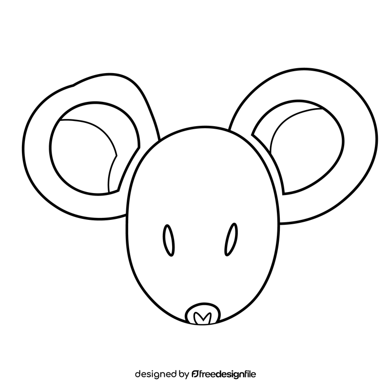 Mouse head cartoon black and white clipart