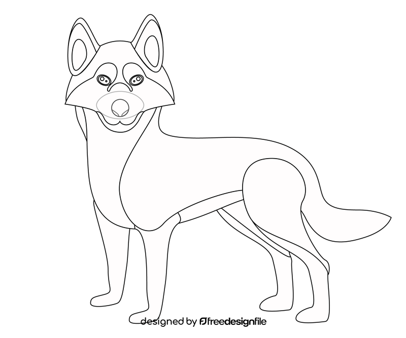 Husky dog cartoon black and white clipart