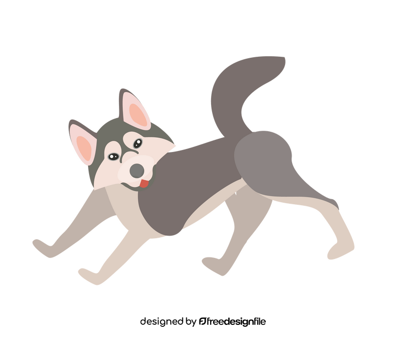 Running husky dog clipart